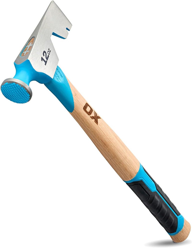 Ox Tools Pro 12oz Dry Wall Hatchet Hammer Combo with TPR Grip and Nail Puller Straight Hickory Handle Milled Face Drywall Hammer Tool Hatchet Hammer -P088712 - Image 1